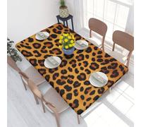 QGGHNISD Fun Leopard Print Square Table Cover For 4ft Table, Waterproof Oil Resistant Tablecloth With Elastic Edge, 122 X 76 Cm