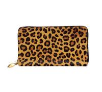 QGGHNISD Fun Leopard Print Women's Long Leather Wallet with Zipper, Card Slots, Cash Pocket, Clutch Purse