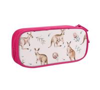 QGGHNISD Funny Cartoon Kangaroo Zoo Pencil Bag, Large Capacity Double Layer with Divider Stationery Bag,Zipper Cute Printed Cosmetic Bag for School Office Travelling