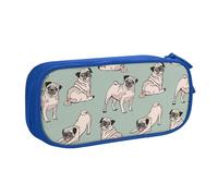QGGHNISD Funny Pug Puppy Dog Pencil Bag, Large Capacity Double Layer with Divider Stationery Bag,Zipper Cute Printed Cosmetic Bag for School Office Travelling