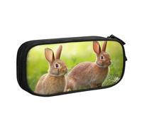 QGGHNISD Funny Rabbits Pencil Bag, Large Capacity Double Layer with Divider Stationery Bag,Zipper Cute Printed Cosmetic Bag for School Office Travelling