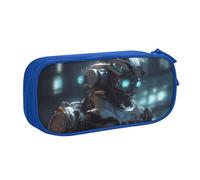 QGGHNISD Future Robot Pencil Bag, Large Capacity Double Layer with Divider Stationery Bag,Zipper Cute Printed Cosmetic Bag for School Office Travelling