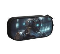 QGGHNISD Future Robot Pencil Bag, Large Capacity Double Layer with Divider Stationery Bag,Zipper Cute Printed Cosmetic Bag for School Office Travelling