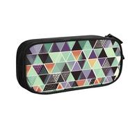 QGGHNISD Geometric Triangle Pencil Bag, Large Capacity Double Layer with Divider Stationery Bag,Zipper Cute Printed Cosmetic Bag for School Office Travelling