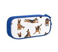 QGGHNISD German Shepherd Pencil Bag, Large Capacity Double Layer with Divider Stationery Bag,Zipper Cute Printed Cosmetic Bag for School Office Travelling