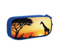 QGGHNISD Giraffe Sunset Pencil Bag, Large Capacity Double Layer with Divider Stationery Bag,Zipper Cute Printed Cosmetic Bag for School Office Travelling