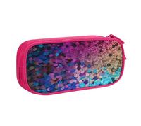 QGGHNISD Glitter Sequin Spot Pencil Bag, Large Capacity Double Layer with Divider Stationery Bag,Zipper Cute Printed Cosmetic Bag for School Office Travelling