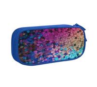 QGGHNISD Glitter Sequin Spot Pencil Bag, Large Capacity Double Layer with Divider Stationery Bag,Zipper Cute Printed Cosmetic Bag for School Office Travelling