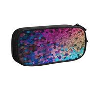 QGGHNISD Glitter Sequin Spot Pencil Bag, Large Capacity Double Layer with Divider Stationery Bag,Zipper Cute Printed Cosmetic Bag for School Office Travelling