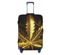QGGHNISD Golden Cannabis Luggage Case Protector - Scratch Resistant Elastic Travel Luggage Cover - Fits 18-32 Inch Suitcases M