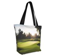 QGGHNISD Golf Course Women'S Casual Shoulder Tote Bag, Large Capacity Polyester Handbag, Travel Beach Shopping Bag