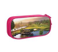 QGGHNISD Golf Resort Park Pencil Bag, Large Capacity Double Layer with Divider Stationery Bag,Zipper Cute Printed Cosmetic Bag for School Office Travelling