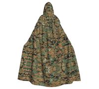 QGGHNISD Green Army Digital Camouflage Halloween Hooded Cloak For Adults, Long Polyester Cape With Big Hood For Cosplay, Party, Costume
