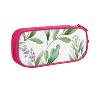 QGGHNISD Green Flower Watercolor Herb Sage Leaves and Branches Pencil Bag, Large Capacity Double Layer with Divider Stationery Bag,Zipper Cute Printed Cosmetic Bag for School Office Travelling