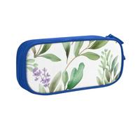 QGGHNISD Green Flower Watercolor Herb Sage Leaves and Branches Pencil Bag, Large Capacity Double Layer with Divider Stationery Bag,Zipper Cute Printed Cosmetic Bag for School Office Travelling