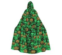 QGGHNISD Green Ghost Horror Halloween Pumpkin Halloween Hooded Cloak For Adults, Long Polyester Cape With Big Hood For Cosplay, Party, Costume