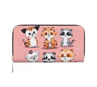 QGGHNISD Hand Drawn Cute Animals Long Wallet Women Leather Zipper Clutch Purse Large Capacity Card Holder Organizer
