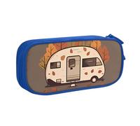 QGGHNISD Happy Fall Camper Pencil Bag, Large Capacity Double Layer with Divider Stationery Bag,Zipper Cute Printed Cosmetic Bag for School Office Travelling