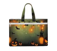 QGGHNISD Happy Halloween Canvas Tote Bag Document Organizer Bag Zipper File Storage Handbag Portable Office Travel Bag