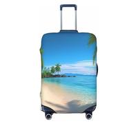 QGGHNISD Hawaiian Beach with Palm Trees Luggage Case Protector - Scratch Resistant Elastic Travel Luggage Cover - Fits 18-32 Inch Suitcases M