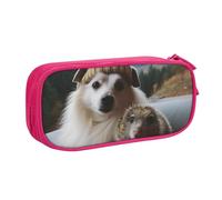 QGGHNISD Hedgehog and Dog Pencil Bag, Large Capacity Double Layer with Divider Stationery Bag,Zipper Cute Printed Cosmetic Bag for School Office Travelling