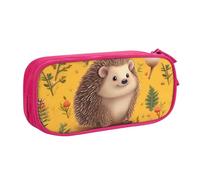 QGGHNISD Hedgehog Pencil Bag, Large Capacity Double Layer with Divider Stationery Bag,Zipper Cute Printed Cosmetic Bag for School Office Travelling