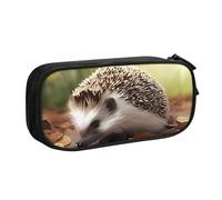 QGGHNISD Hedgehog Pencil Bag, Large Capacity Double Layer with Divider Stationery Bag,Zipper Cute Printed Cosmetic Bag for School Office Travelling