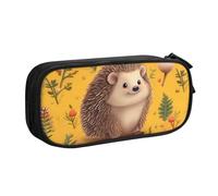 QGGHNISD Hedgehog Pencil Bag, Large Capacity Double Layer with Divider Stationery Bag,Zipper Cute Printed Cosmetic Bag for School Office Travelling