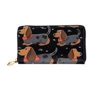 QGGHNISD I Love My Dog Dachshunds Women's Long Leather Wallet with Zipper, Card Slots, Cash Pocket, Clutch Purse