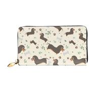 QGGHNISD I Love My Dog Dachshunds Women's Long Leather Wallet with Zipper, Card Slots, Cash Pocket, Clutch Purse