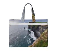QGGHNISD Ireland Outdoors County Clare The Cliffs Canvas Tote Bag Document Organizer Bag Zipper File Storage Handbag Portable Office Travel Bag