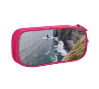 QGGHNISD Ireland Outdoors County Clare The Cliffs Pencil Bag, Large Capacity Double Layer with Divider Stationery Bag,Zipper Cute Printed Cosmetic Bag for School Office Travelling