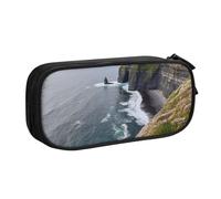 QGGHNISD Ireland Outdoors County Clare The Cliffs Pencil Bag, Large Capacity Double Layer with Divider Stationery Bag,Zipper Cute Printed Cosmetic Bag for School Office Travelling