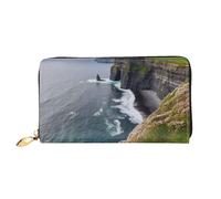 QGGHNISD Ireland Outdoors County Clare The Cliffs Women's Long Leather Wallet with Zipper, Card Slots, Cash Pocket, Clutch Purse