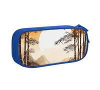 QGGHNISD Japanese Bamboo Trees Sun Pencil Bag, Large Capacity Double Layer with Divider Stationery Bag,Zipper Cute Printed Cosmetic Bag for School Office Travelling