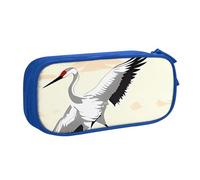 QGGHNISD Japanese Crane Pencil Bag, Large Capacity Double Layer with Divider Stationery Bag,Zipper Cute Printed Cosmetic Bag for School Office Travelling