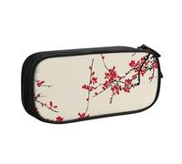 QGGHNISD Japanese Floral Cherry Blossom Pencil Bag, Large Capacity Double Layer with Divider Stationery Bag,Zipper Cute Printed Cosmetic Bag for School Office Travelling