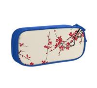 QGGHNISD Japanese Floral Cherry Blossom Pencil Bag, Large Capacity Double Layer with Divider Stationery Bag,Zipper Cute Printed Cosmetic Bag for School Office Travelling