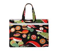 QGGHNISD Japanese Sushi Shrimp Canvas Tote Bag Document Organizer Bag Zipper File Storage Handbag Portable Office Travel Bag