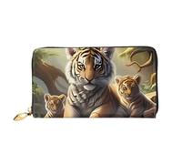 QGGHNISD Jungle Tigers Cub Women's Long Leather Wallet with Zipper, Card Slots, Cash Pocket, Clutch Purse
