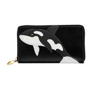 QGGHNISD Killer Whale Dolphin Ocean Women's Long Leather Wallet with Zipper, Card Slots, Cash Pocket, Clutch Purse