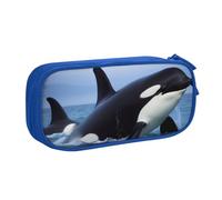 QGGHNISD Killer Whale Pencil Bag, Large Capacity Double Layer with Divider Stationery Bag,Zipper Cute Printed Cosmetic Bag for School Office Travelling