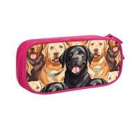 QGGHNISD Labrador Retriever Dogs Pencil Bag, Large Capacity Double Layer with Divider Stationery Bag,Zipper Cute Printed Cosmetic Bag for School Office Travelling