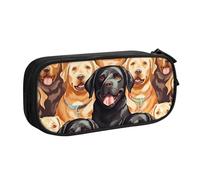 QGGHNISD Labrador Retriever Dogs Pencil Bag, Large Capacity Double Layer with Divider Stationery Bag,Zipper Cute Printed Cosmetic Bag for School Office Travelling