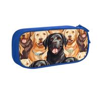 QGGHNISD Labrador Retriever Dogs Pencil Bag, Large Capacity Double Layer with Divider Stationery Bag,Zipper Cute Printed Cosmetic Bag for School Office Travelling