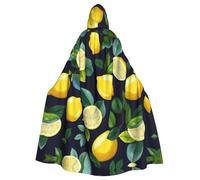 QGGHNISD Lemon Fruit Halloween Hooded Cloak For Adults, Long Polyester Cape With Big Hood For Cosplay, Party, Costume