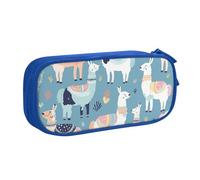 QGGHNISD Llama Cartoon Pattern Pencil Bag, Large Capacity Double Layer with Divider Stationery Bag,Zipper Cute Printed Cosmetic Bag for School Office Travelling
