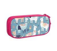 QGGHNISD Llama Cartoon Pattern Pencil Bag, Large Capacity Double Layer with Divider Stationery Bag,Zipper Cute Printed Cosmetic Bag for School Office Travelling