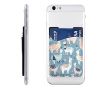 QGGHNISD Llama Cartoon Pattern Phone Case Card Holder, Adhesive Id Credit Card Holder for The Back of Most Smartphones