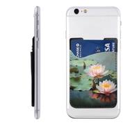 QGGHNISD Lotus Flower Painting Phone Case Card Holder, Adhesive Id Credit Card Holder for The Back of Most Smartphones